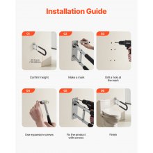 VEVOR Toilet Safety Rail, 23.8 Inch U-Shaped Handicap Grab Bar, Foldable Senior Safety Pole, Flip Up Toilet Grab Bar with Anti-Slip Support Handle, 300 Lb Load Capacity for Elderly, Disabled, Pregnant