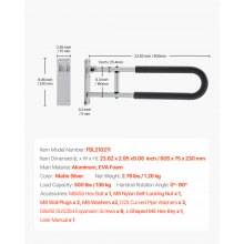 VEVOR Toilet Safety Rail, 23.8 Inch U-Shaped Handicap Grab Bar, Foldable Senior Safety Pole, Flip Up Toilet Grab Bar with Anti-Slip Support Handle, 300 Lb Load Capacity for Elderly, Disabled, Pregnant