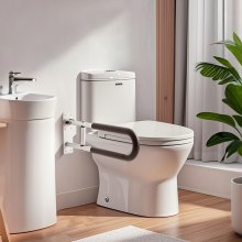 VEVOR Toilet Safety Rail, 23.8 Inch U-Shaped Handicap Grab Bar, Foldable Senior Safety Pole, Flip Up Toilet Grab Bar with Anti-Slip Support Handle, 300 Lb Load Capacity for Elderly, Disabled, Pregnant