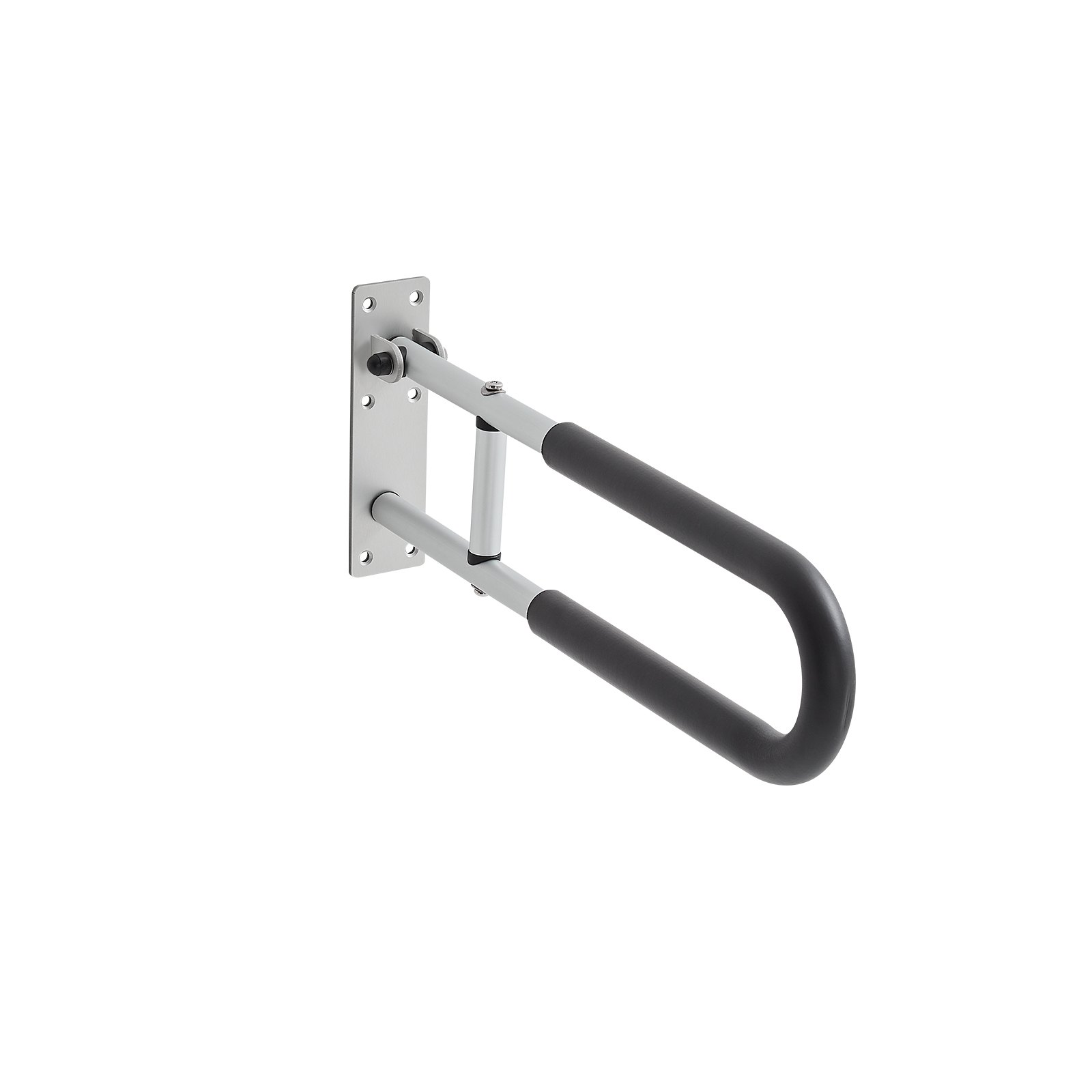VEVOR Toilet Safety Rail, 23.8 Inch U-Shaped Handicap Grab Bar, Foldable Senior Safety Pole, Flip Up Toilet Grab Bar with Anti-Slip Support Handle, 300 Lb Load Capacity for Elderly, Disabled, Pregnant