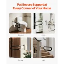 VEVOR Folding Toilet Safety Rail 30 In 300 Lbs Load Capacity with Paper Holder