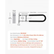 VEVOR Folding Toilet Safety Rail 30 In 300 Lbs Load Capacity with Paper Holder