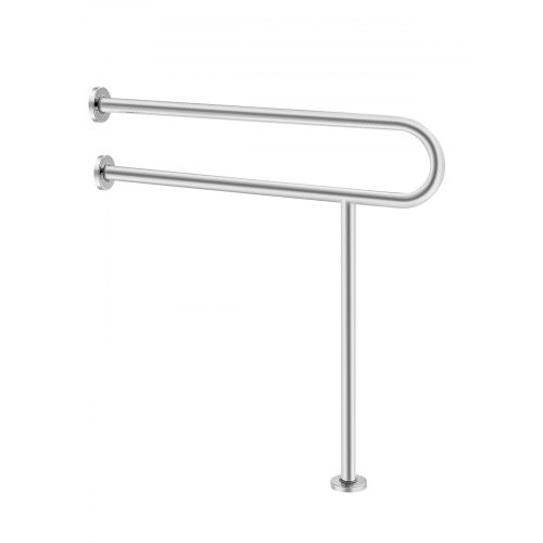 VEVOR Toilet Safety Rail, 31.5 Inch U-Shaped Handicap Grab Bar, 304 Stainless Steel Senior Safety Pole, Toilet Grab Bars with Anti-Slip Handle, 300 Lbs Load Capacity Security Handrail with Support Leg