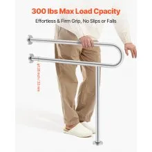 VEVOR Toilet Safety Rail with Leg 31.5In 300lb Capacity Stainless Steel Grab Bar
