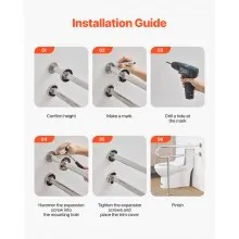 VEVOR Toilet Safety Rail with Leg 31.5In 300lb Capacity Stainless Steel Grab Bar