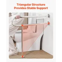 VEVOR Toilet Safety Rail with Leg 31.5In 300lb Capacity Stainless Steel Grab Bar