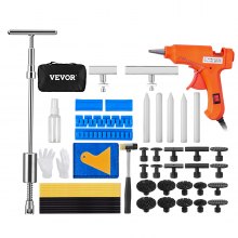 VEVOR 52 PCS Dent Removal Kit, Paintless Dent Repair Kit with 2-in-1 Slide Hammer with Stainless Steel Grooves, Short Puller Lines and Long Puller Lines, for Auto Dent Removal, Minor Dents, Door Ding