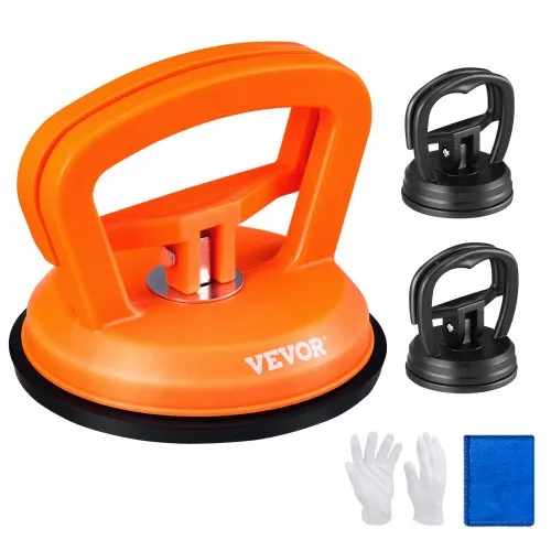 VEVOR Dent Removal Kit, 3 Packs Suction Cups, Dent Puller Handle Lifter with Gloves and Cloth, Paintless Car Dent Puller Remover for Car Dent Repair, Glass, Tiles, Mirror Lifting and Moving