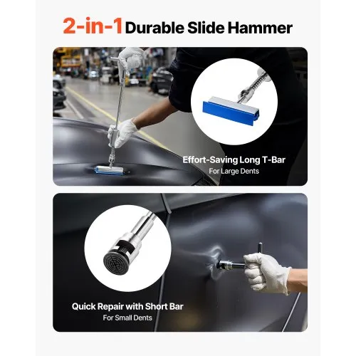 Kit Riparazione Ammaccature Senza Vernice Fly5D - Strumenti Tirabolli Per Carrozzeria, Incluso Golden Dent Lifter E Bridge Puller
