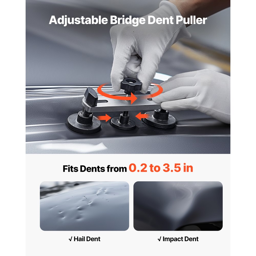 VEVOR Dent Puller Kit, 60 PCS Paintless Dent Removal Kit with Golden Lifter, Bridge Puller, Rubber Hammer, Glue Gun, Auto Body Hail Damage Repair Remover Tools for Car Refrigerator Door Ding Repair