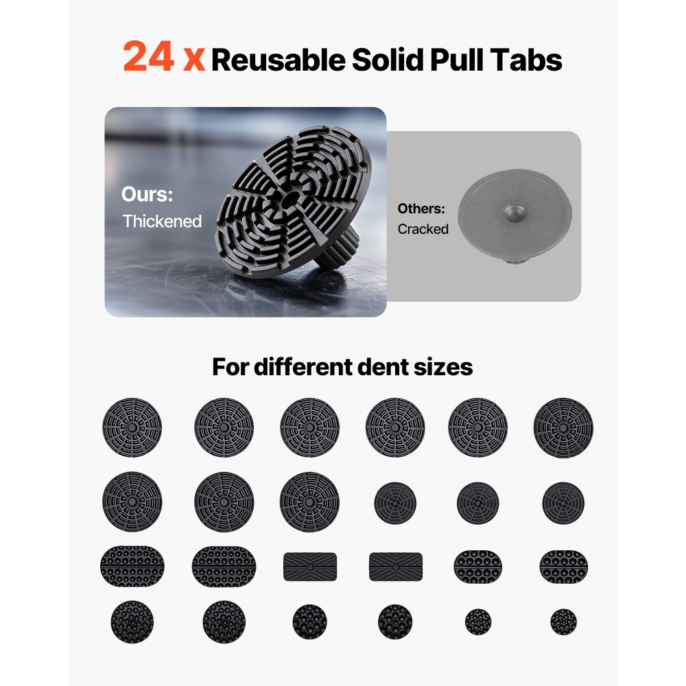 VEVOR Dent Puller Kit, 60 PCS Paintless Dent Removal Kit with Golden Lifter, Bridge Puller, Rubber Hammer, Glue Gun, Auto Body Hail Damage Repair Remover Tools for Car Refrigerator Door Ding Repair