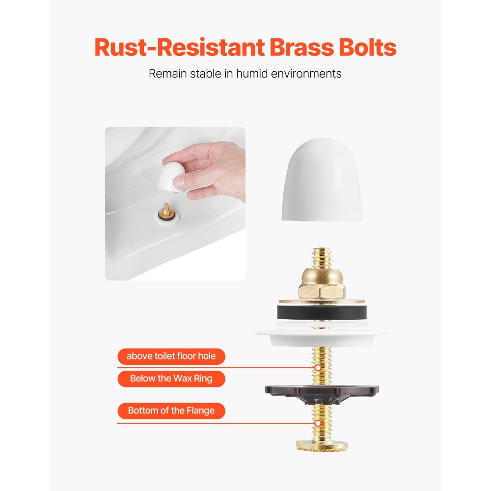 VEVOR Toilet Wax Ring Kit, 1.6-Inch Extra Thick Wax Ring for Toilet Bowls with Rust-Resistant Brass Bolts, Caps and Washers, Fits 3-Inch or 4-Inch Drain Pipes, Superior Sealing Performance