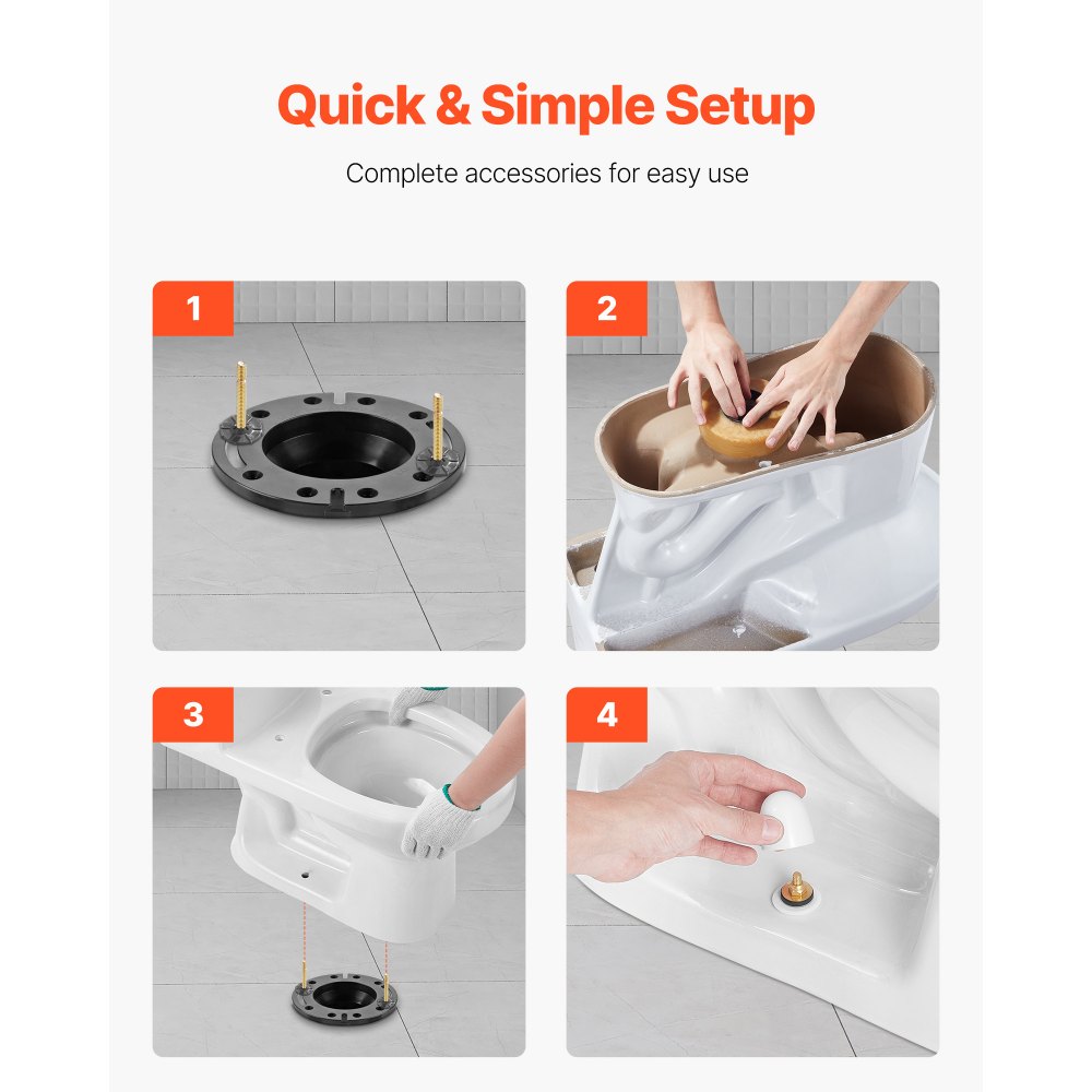 VEVOR Toilet Wax Ring Kit, 1.6-Inch Extra Thick Wax Ring for Toilet Bowls with Rust-Resistant Brass Bolts, Caps and Washers, Fits 3-Inch or 4-Inch Drain Pipes, Superior Sealing Performance