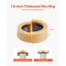 Extra Thick Toilet Wax Ring Kit with Brass Bolts Fits 3-Inch/4-Inch Drain Pipes