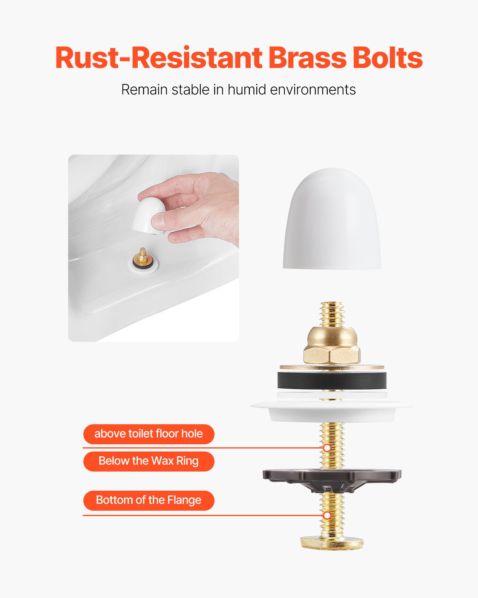 VEVOR Toilet Wax Ring Kit, 1.6-Inch Extra Thick Wax Ring for Toilet Bowls with Rust-Resistant Brass Bolts, Caps and Washers, Fits 3-Inch or 4-Inch Drain Pipes, Superior Sealing Performance