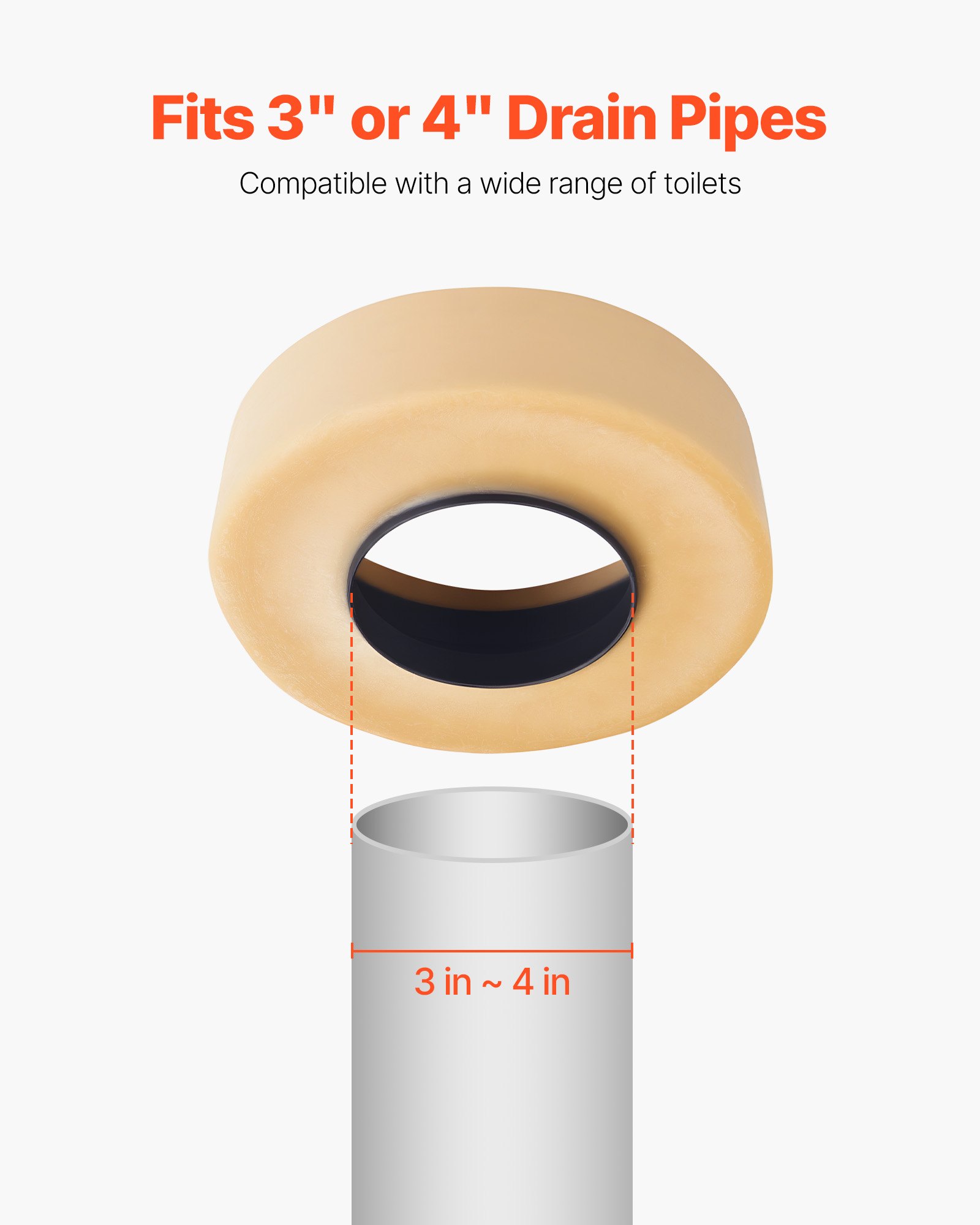 VEVOR Toilet Wax Ring Kit, 1.6-Inch Extra Thick Wax Ring for Toilet Bowls with Rust-Resistant Brass Bolts, Caps and Washers, Fits 3-Inch or 4-Inch Drain Pipes, Superior Sealing Performance