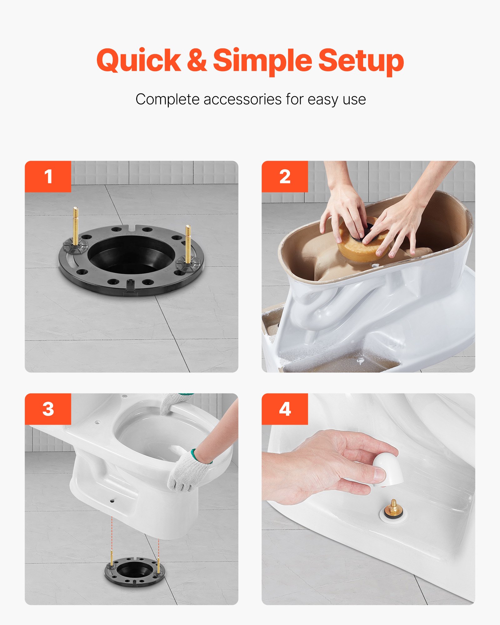VEVOR Toilet Wax Ring Kit, 1.6-Inch Extra Thick Wax Ring for Toilet Bowls with Rust-Resistant Brass Bolts, Caps and Washers, Fits 3-Inch or 4-Inch Drain Pipes, Superior Sealing Performance