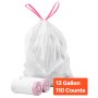 VEVOR Drawstring Trash Bags, 13 Gallon 110 Count Tall Kitchen Trash Bags, Extra Thick Fresh Scent Garbage Bag, Recyclable Bin Bag with Drawstrings, for Home Kitchen, Office, RV and Camping (White)