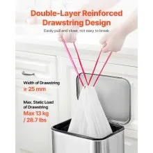 VEVOR Drawstring Trash Bags, 13 Gallon 110 Count Tall Kitchen Trash Bags, Extra Thick Fresh Scent Garbage Bag, Recyclable Bin Bag with Drawstrings, for Home Kitchen, Office, RV and Camping (White)