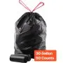 VEVOR Drawstring Trash Bags, 30 Gallon 50 Count Tall Kitchen Trash Bags, Extra Thick Tough and Durable Garbage Bag, Recyclable Bin Bag with Drawstrings, for Home Kitchen, Office, RV & Camping (Black)