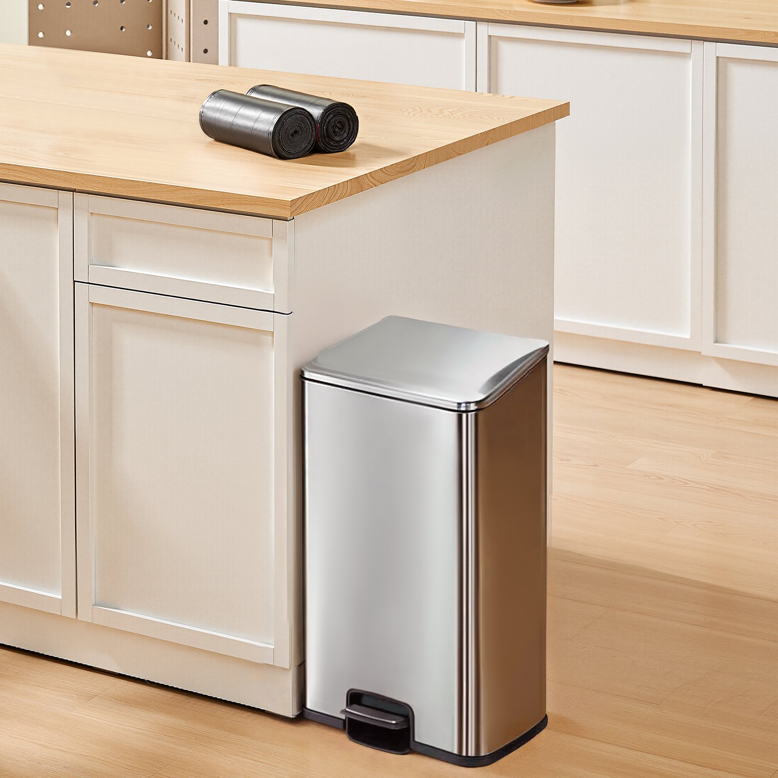 VEVOR Drawstring Trash Bags, 30 Gallon 50 Count Tall Kitchen Trash Bags, Extra Thick Tough and Durable Garbage Bag, Recyclable Bin Bag with Drawstrings, for Home Kitchen, Office, RV & Camping (Black)