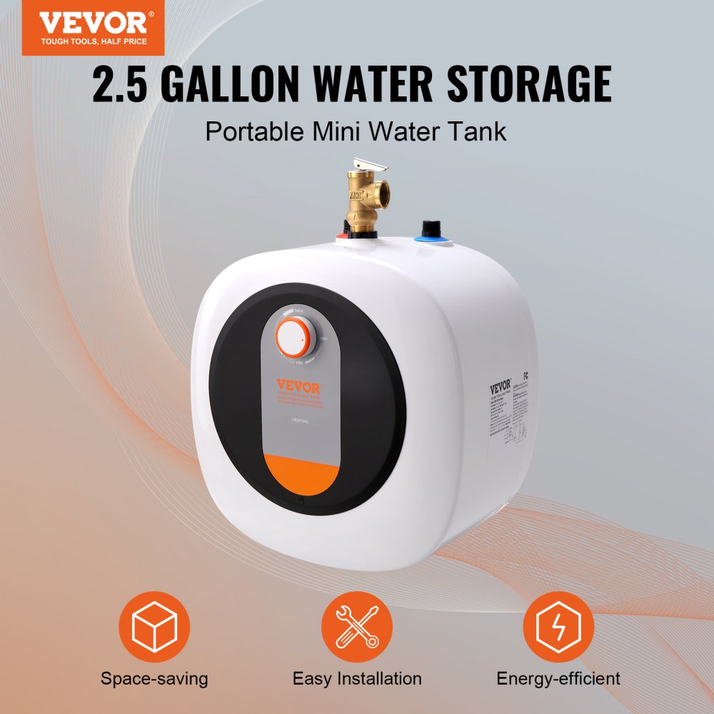 VEVOR Chauffe-eau électrique mini-réservoir, réservoir de 2,5 gallons,  stockage de chaudière à eau