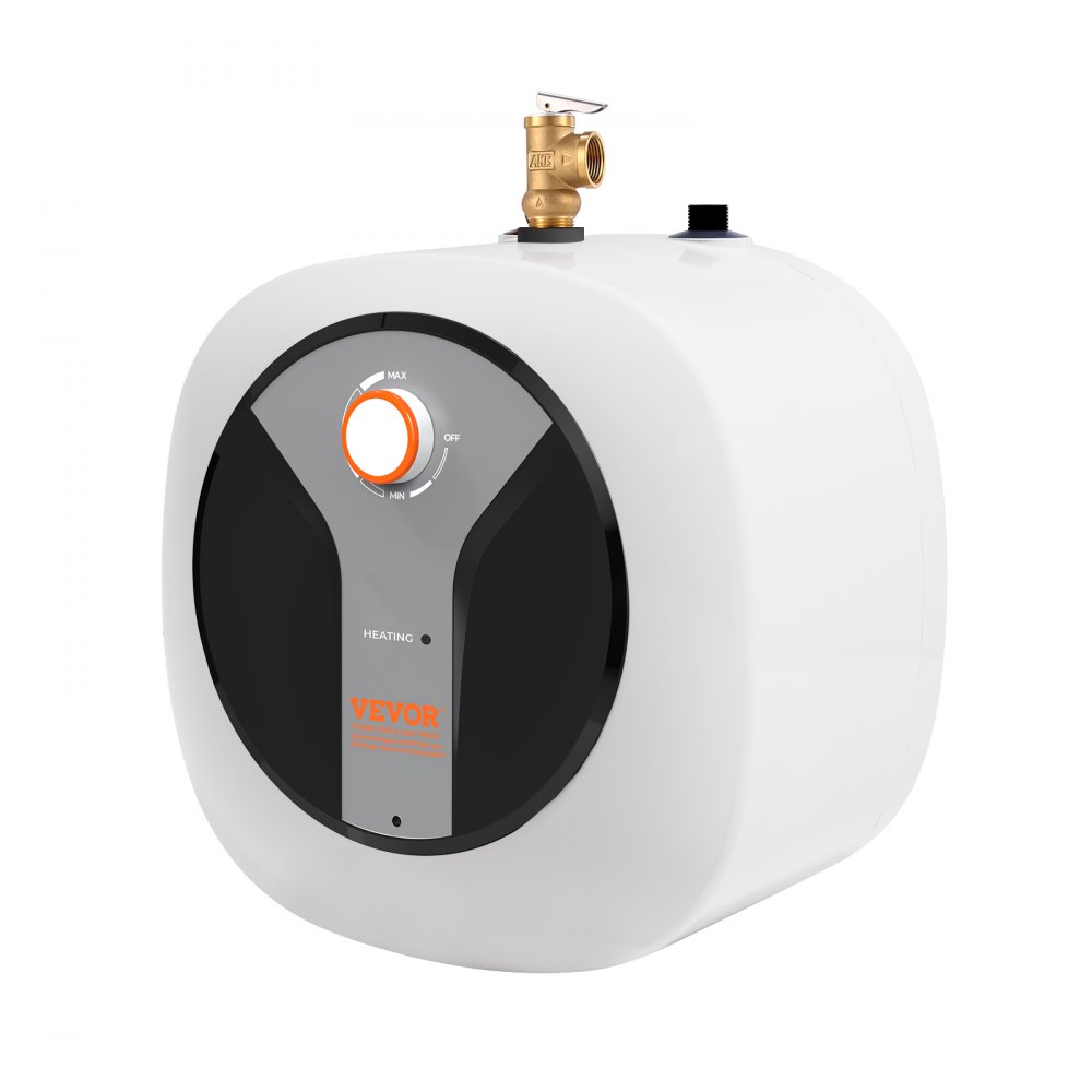 VEVOR Electric Mini-Tank Water Heater 2.5-Gallon Tank, 1440W Hot Water Boiler Storage, Safety Temperature Pressure Valve Easy Install, for Kichen Bathroom Restaurant, Shelf Wall Floor Mounted