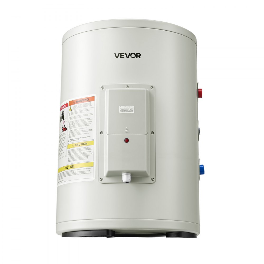 VEVOR 12 Gallon Electric Tank Water Heater, 1600W Point-of-Use Hot Water Heater with LED Display, Knob Control, Side Outlet, 120V Storage Design with T&P Valve for Small Apartments & Studios, Gray