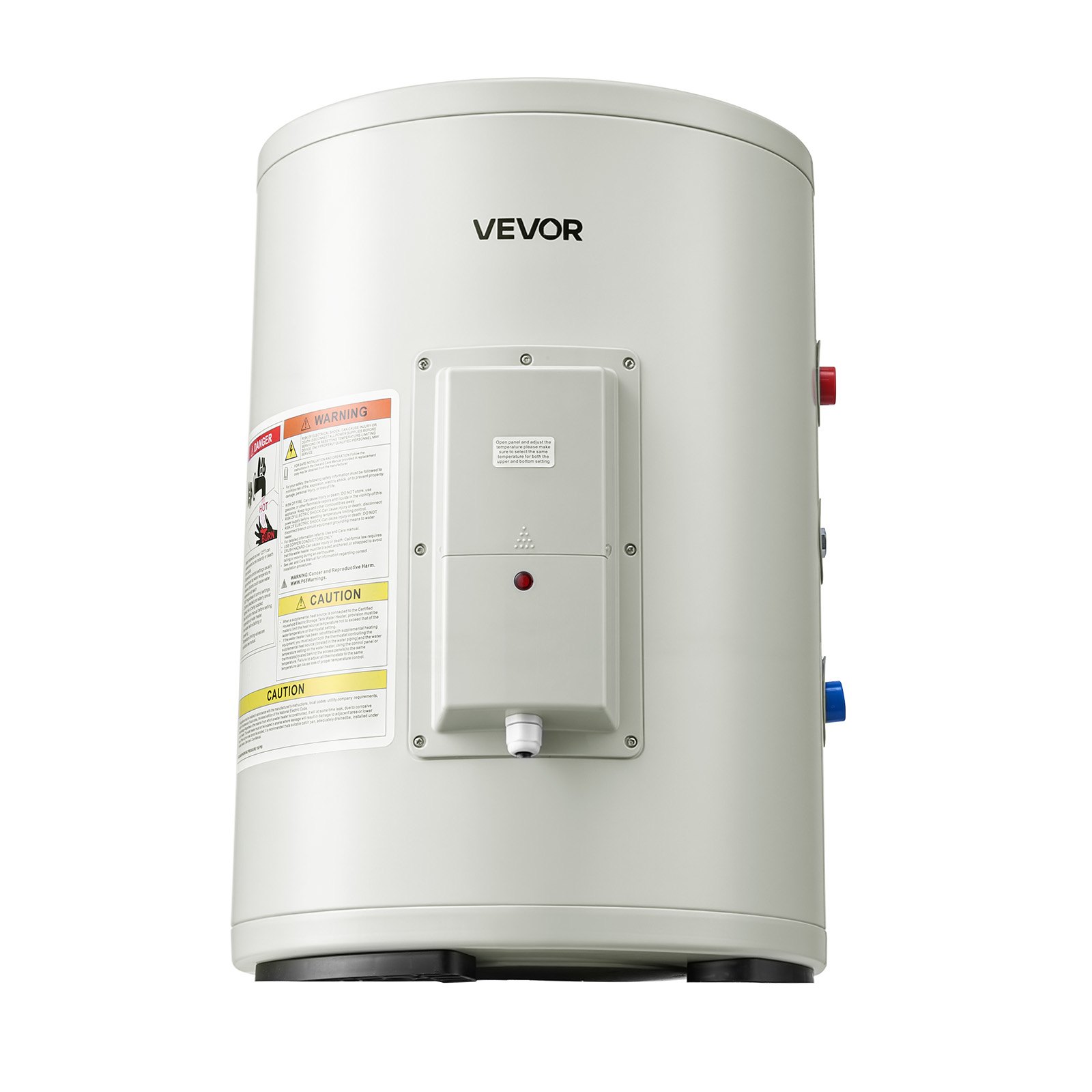 VEVOR 12 Gallon Electric Tank Water Heater, 1600W Point-of-Use Hot Water Heater with LED Display, Knob Control, Side Outlet, 120V Storage Design with T&P Valve for Small Apartments & Studios, Gray