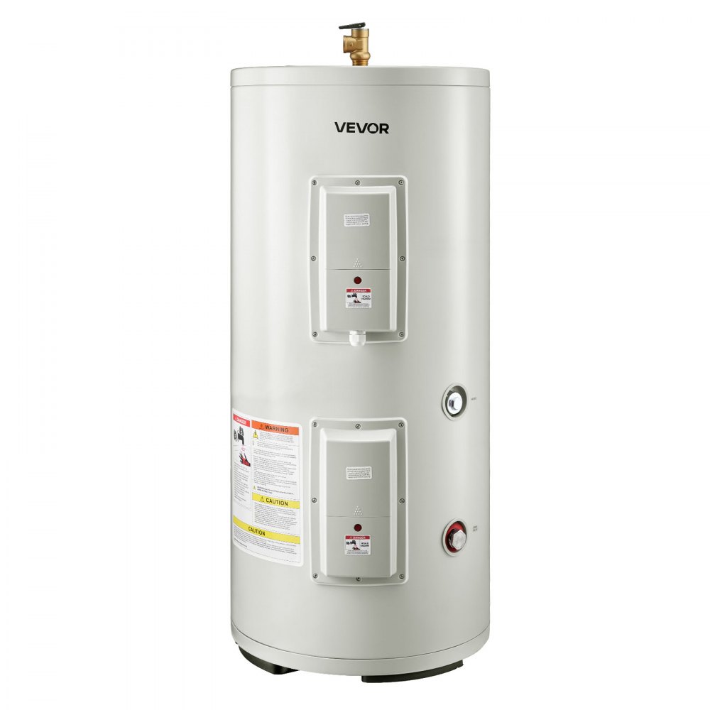 VEVOR 30 Gallon Electric Tank Water Heater, 5000W Point-of-Use Hot Water Heater with LED Display, Knob Control, Top Outlet, 240V with T&P Valve for Large Families, Small Commercial Spaces, Gray