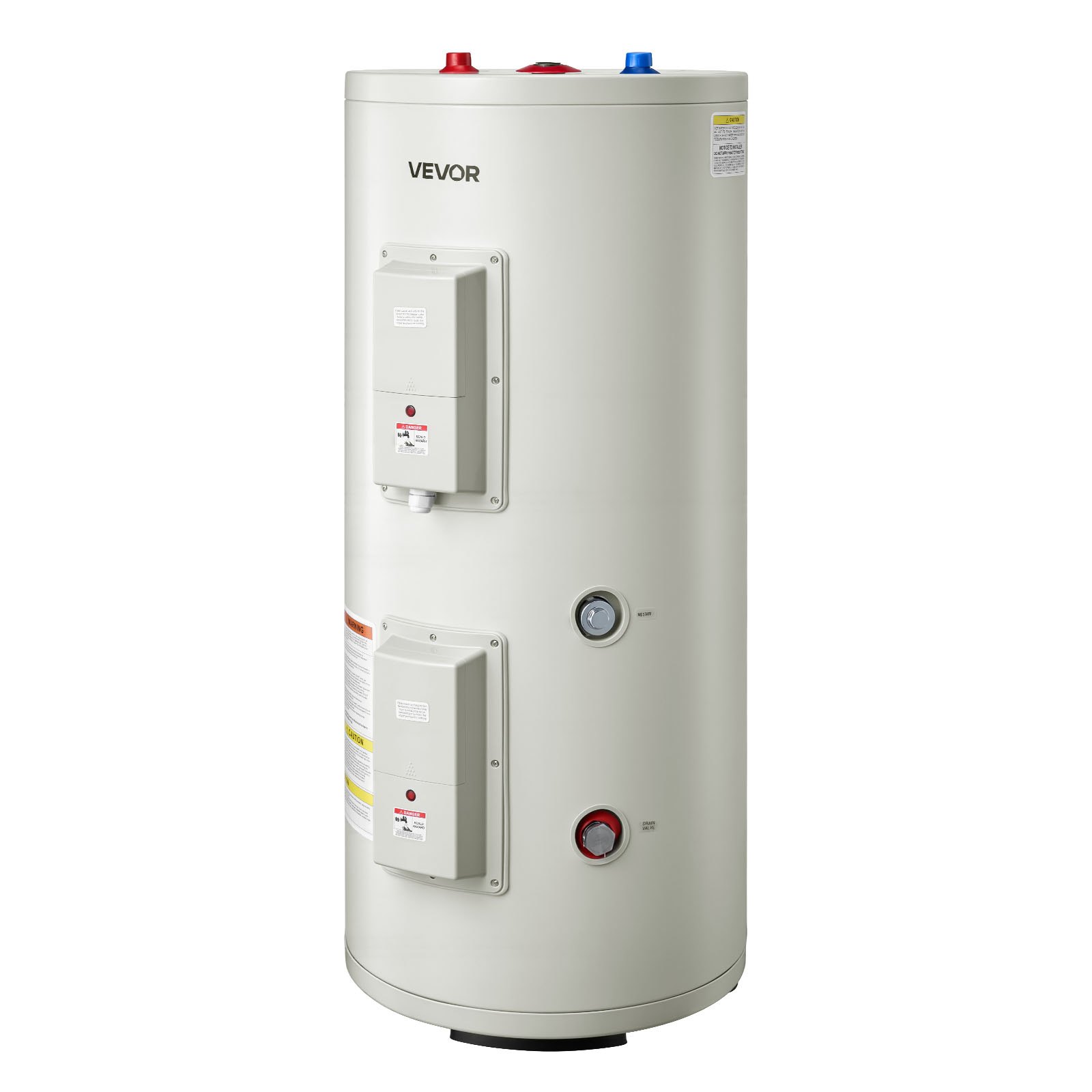VEVOR 30 Gallon Electric Tank Water Heater, 5000W Point-of-Use Hot Water Heater with LED Display, Knob Control, Top Outlet, 240V with T&P Valve for Large Families, Small Commercial Spaces, Gray