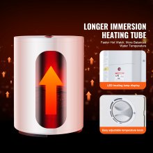 VEVOR 10 Gallon Electric Water Heater Instant Hot 1.6Kw LED Display for Shower