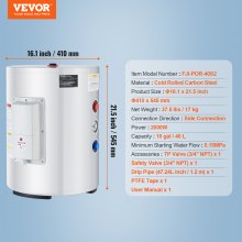 10 Gallon Electric Water Heater Instant Hot 1.6Kw LED Display for Shower