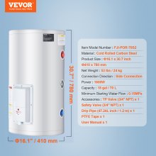 VEVOR 18 Gallon Electric Water Heater Instant Hot 1.6Kw LED Display for Shower