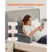Reading Pillow Backrest Support Pillow with Removable & 3 Pockets Headrest