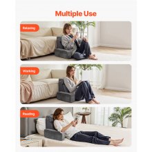 Reading Pillow Backrest Support Pillow with Removable & 3 Pockets Headrest