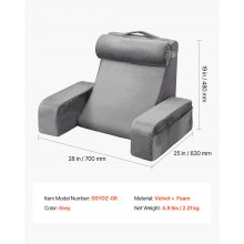 Reading Pillow Backrest Support Pillow with Removable & 3 Pockets Headrest