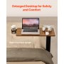 VEVOR Overbed Table Mobile Bed Side Desk with Electric Lifting & 4 Wheels Wood