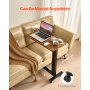 VEVOR Overbed Table Mobile Bed Side Desk with Electric Lifting & 4 Wheels Wood