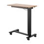 VEVOR Overbed Table, Mobile Bed Side Table with 4 Wheels, Electric Lifting with Upgrade Button, Rolling Laptop Desk with Cup Holder, Height Adjustable Overbed Desk for Home, Office, Study, Wood+Black