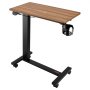 VEVOR Overbed Table, Mobile Bed Side Table with 4 Wheels, Electric Lifting with Upgrade Button, Rolling Laptop Desk with Cup Holder, Height Adjustable Overbed Desk for Home, Office, Study, Wood+Black