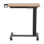 VEVOR Overbed Table, Mobile Bed Side Table with 4 Wheels, Electric Lifting with Upgrade Button, Rolling Laptop Desk with Cup Holder, Height Adjustable Overbed Desk for Home, Office, Study, Wood+Black