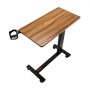 VEVOR Overbed Table, Mobile Bed Side Table with 4 Wheels, Electric Lifting with Upgrade Button, Rolling Laptop Desk with Cup Holder, Height Adjustable Overbed Desk for Home, Office, Study, Wood+Black
