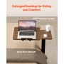 VEVOR Overbed Table, Mobile Bed Side Table with Flip Desktop and 4 Wheels, Height & Angle Adjustable Rolling Laptop Desk with Cup Holder, Portable Over Bed Desk for Home, Office, Study, Wood + Black