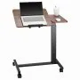 VEVOR Overbed Table, Mobile Bed Side Table with Flip Desktop and 4 Wheels, Height & Angle Adjustable Rolling Laptop Desk with Cup Holder, Portable Over Bed Desk for Home, Office, Study, Wood + Black