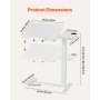 VEVOR Overbed Table, Mobile Bed Side Table with Flip Desktop and 4 Hidden Wheels, Height & Angle Adjustable Rolling Laptop Desk with Cup Holder, Portable Over Bed Desk for Home, Office, Study, White