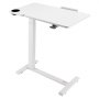 VEVOR Overbed Table, Mobile Bed Side Table with Flip Desktop and 4 Hidden Wheels, Height & Angle Adjustable Rolling Laptop Desk with Cup Holder, Portable Over Bed Desk for Home, Office, Study, White