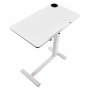 VEVOR Overbed Table, Mobile Bed Side Table with Flip Desktop and 4 Hidden Wheels, Height & Angle Adjustable Rolling Laptop Desk with Cup Holder, Portable Over Bed Desk for Home, Office, Study, White
