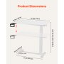 VEVOR Overbed Table Mobile Bed Side Desk with 4 Hidden Wheels Cup Holder White