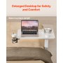 VEVOR Overbed Table Mobile Bed Side Desk with 4 Hidden Wheels Cup Holder White